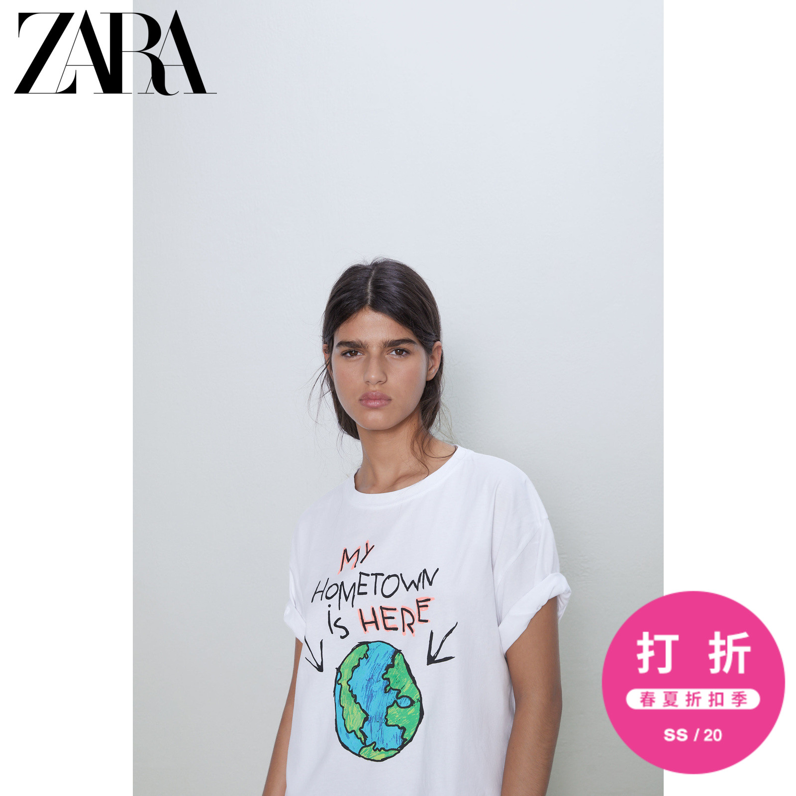 ZARA 女装 正面印花 T 恤 01165034250,降价幅度38.8%