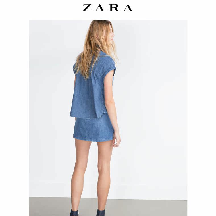 ZARA TRF 女装 褶裥牛仔衬衫 03281201400