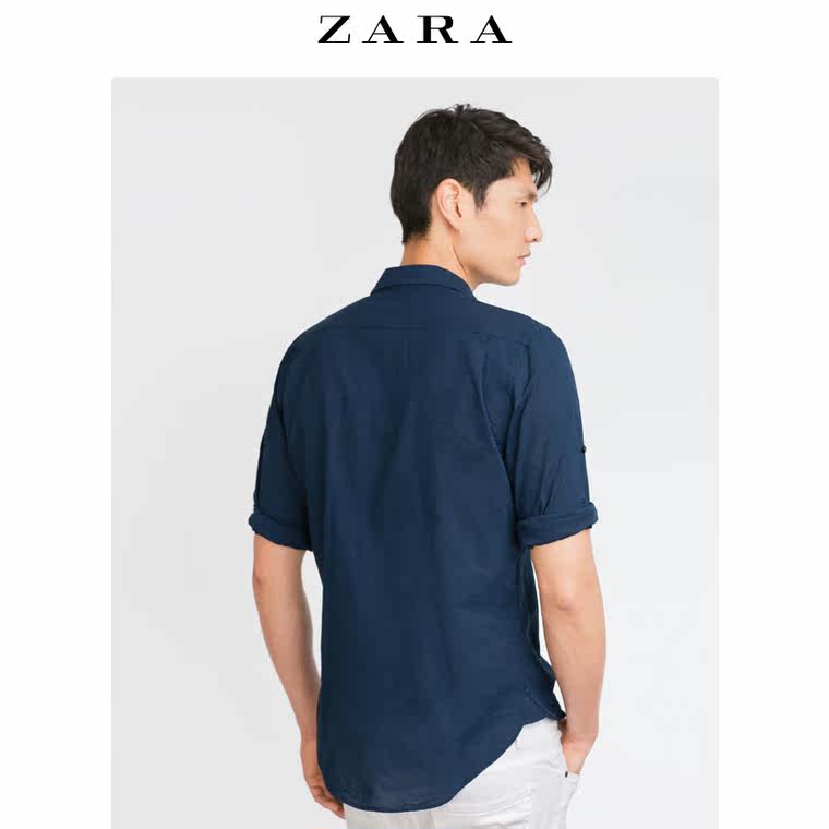 ZARA 男装 采用颈边和纽扣垂绊袖的衬衫 05752496401