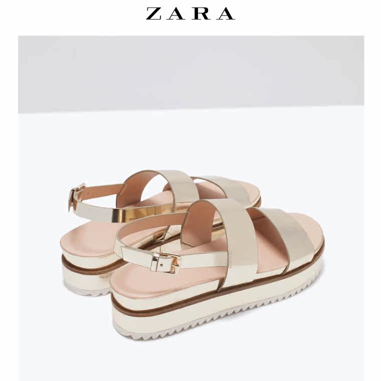 ZARA TRF 女鞋 亮光锯齿鞋底凉鞋 17504001091