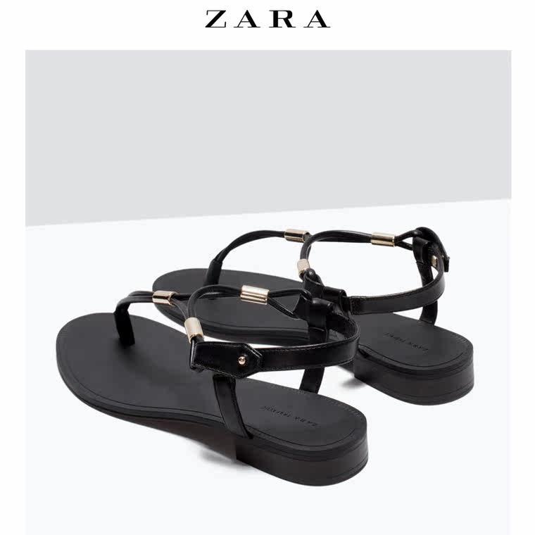 ZARA TRF 女鞋 金属装饰平底凉鞋 17550001040