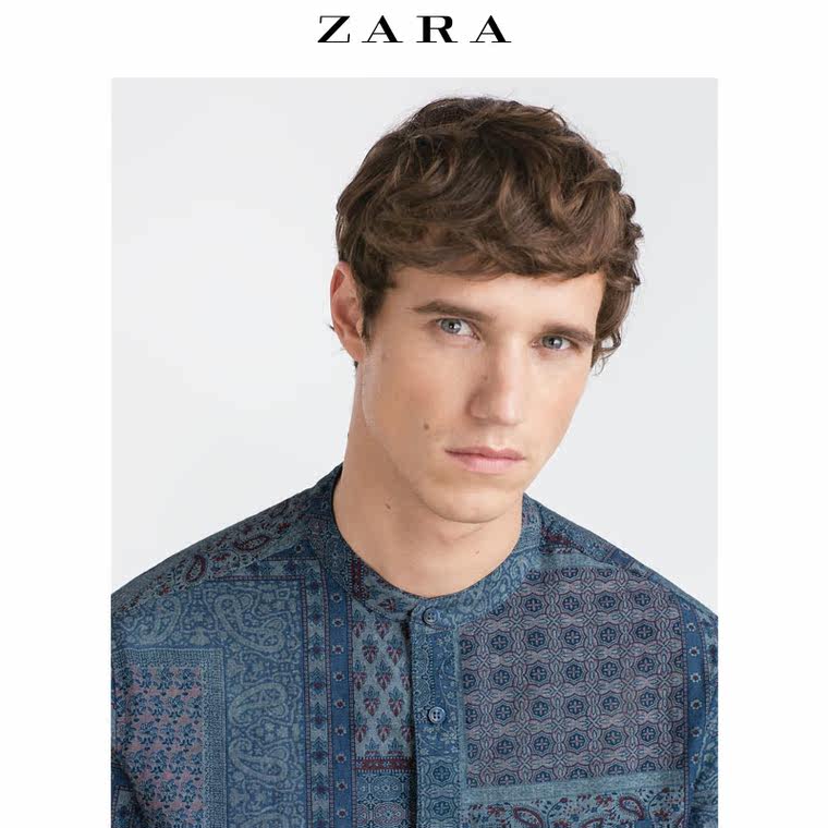 ZARA 男装 头巾印花牛仔衬衫 06917312400