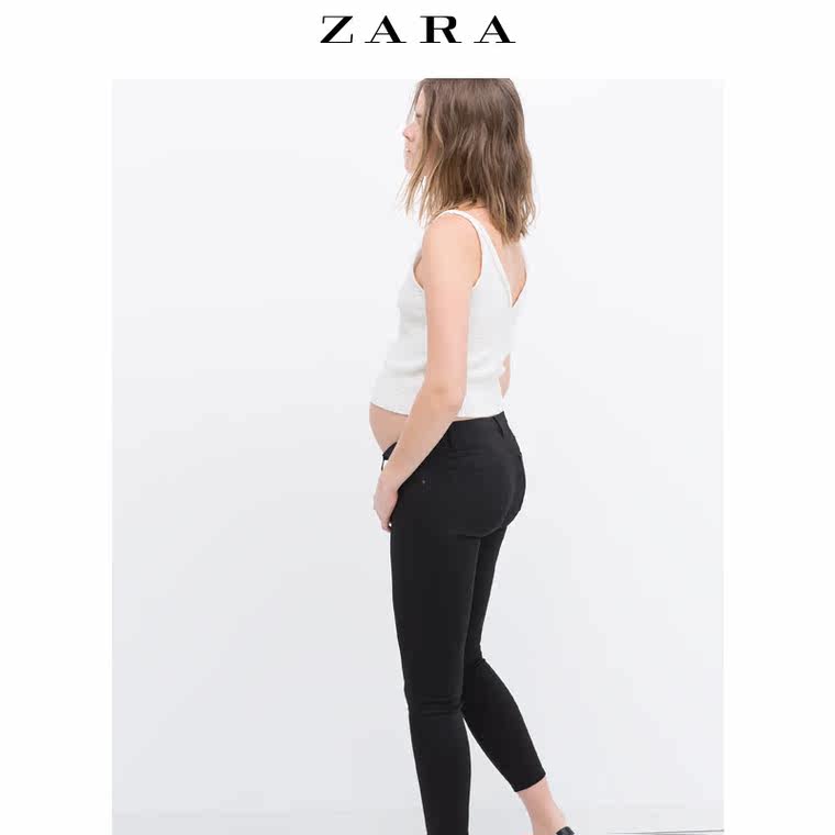 春夏折扣 ZARA 女装 妈咪款牛仔铅笔裤 09632047800