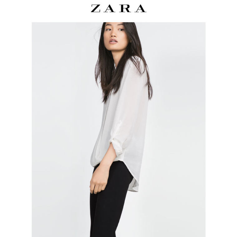 ZARA 女装 褶皱装饰印花罩衫 04043251251