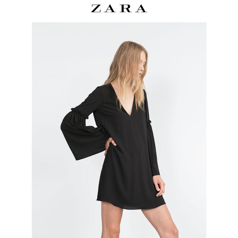 ZARA TRF 女装 钟形袖连衣裙 04530256800