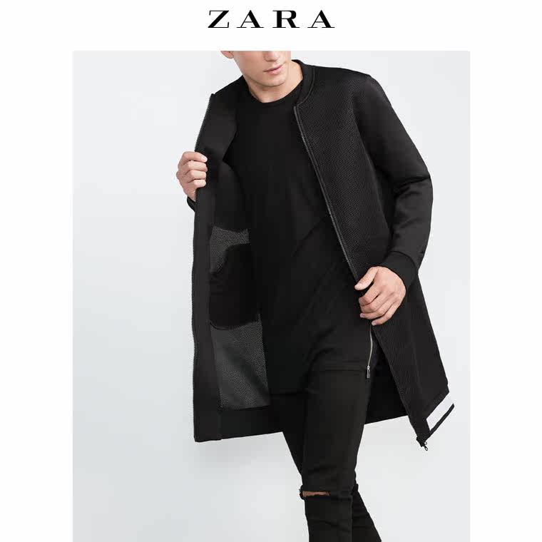 ZARA 男装 长版飞行员外套 08574303800