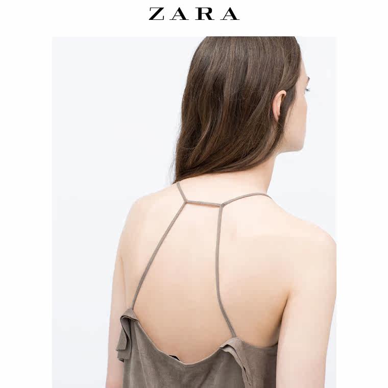 春夏折扣 ZARA 女装 褶边人造绒面革上衣 05410066713