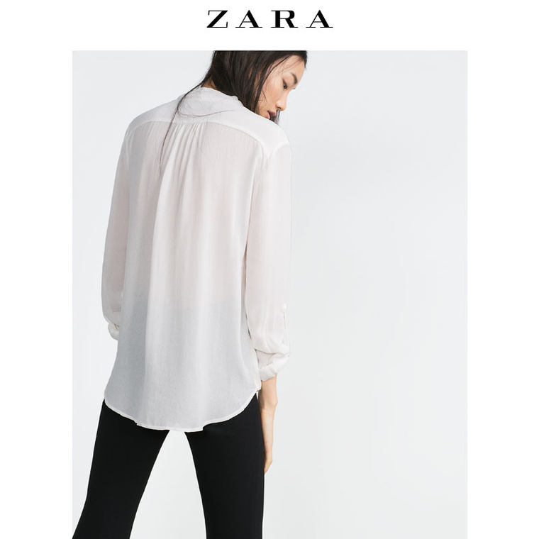 ZARA 女装 褶皱装饰印花罩衫 04043251251