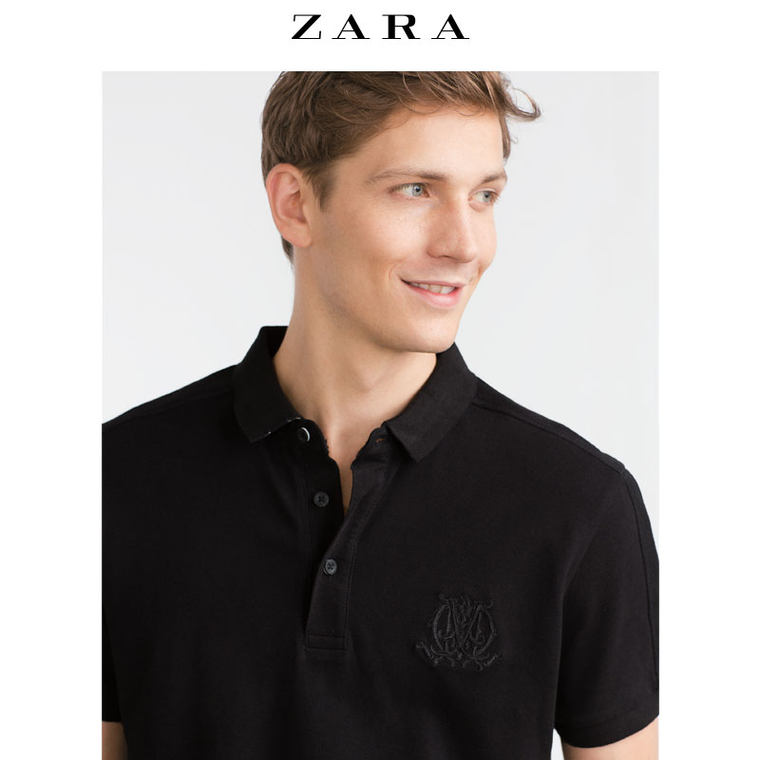 ZARA 男装 刺绣双色马球衫 09240303800