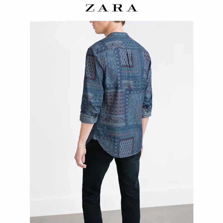 ZARA 男装 头巾印花牛仔衬衫 06917312400