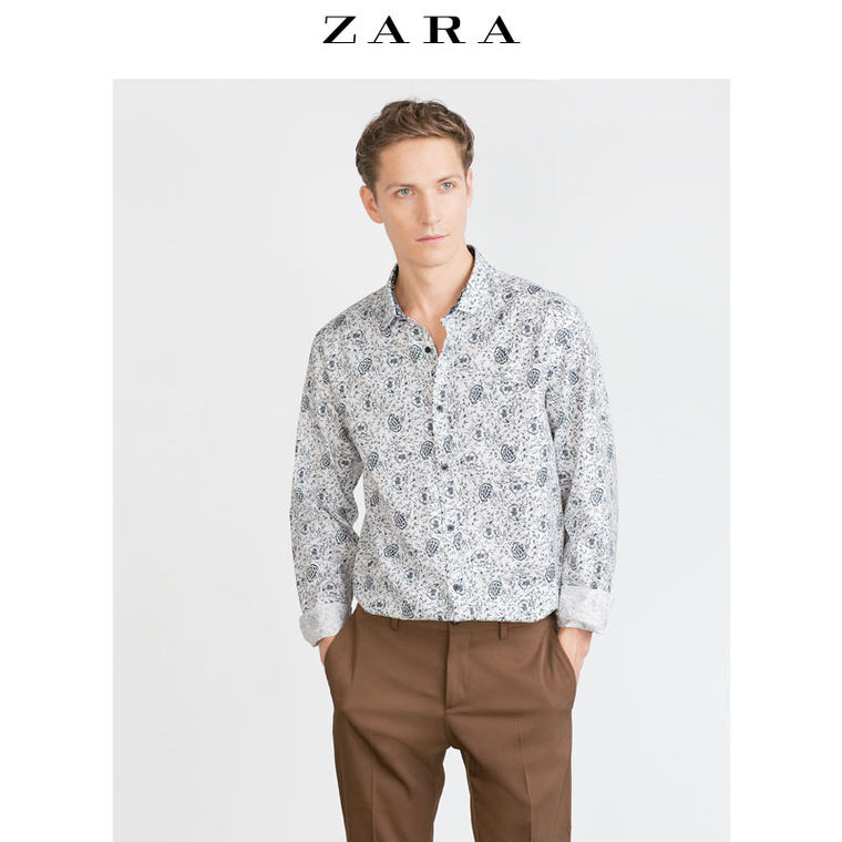 ZARA 男装 印花圆领衬衫 06917331250