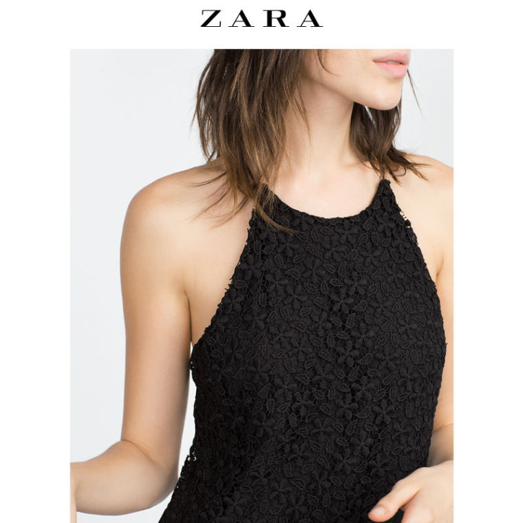 ZARA 女装 蕾丝装饰连身裙 01639163800