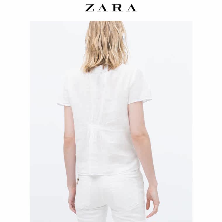 ZARA 女装 花边装饰亚麻上衣 02537311250