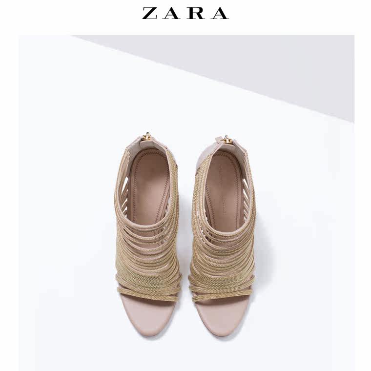 ZARA 女鞋 细带链饰凉鞋 16610001091