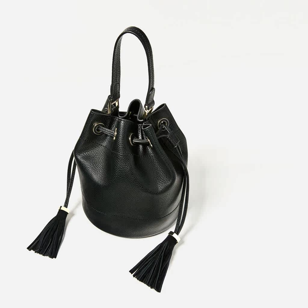 zara 女包 流苏缀饰水桶包 18402104040