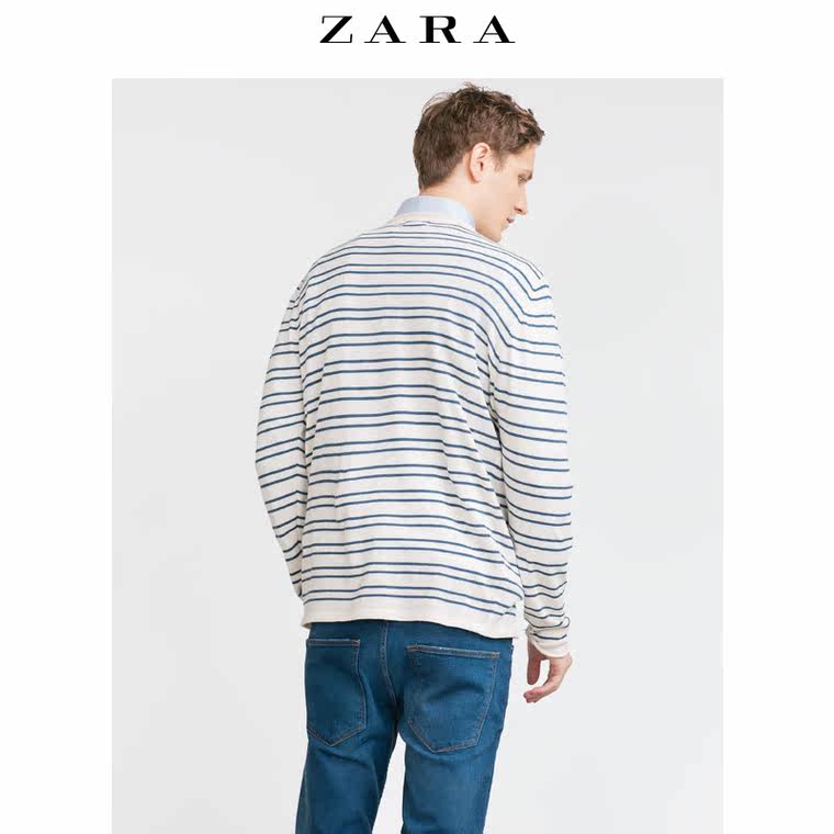 ZARA 男装 局部条纹针织衫 00367334401