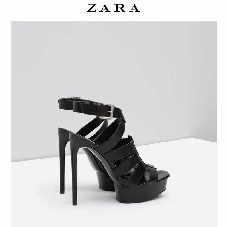 ZARA 女鞋 真皮防水台高跟凉鞋 16614001040