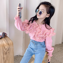 Girls net red suit 2020 new spring and autumn childrens fashion shirt jeans two-piece set of large childrens clothing trend