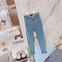 Girls jeans 2021 Autumn New Chinese children Korean version of foreign style trousers childrens fashionable Joker pants outside wear