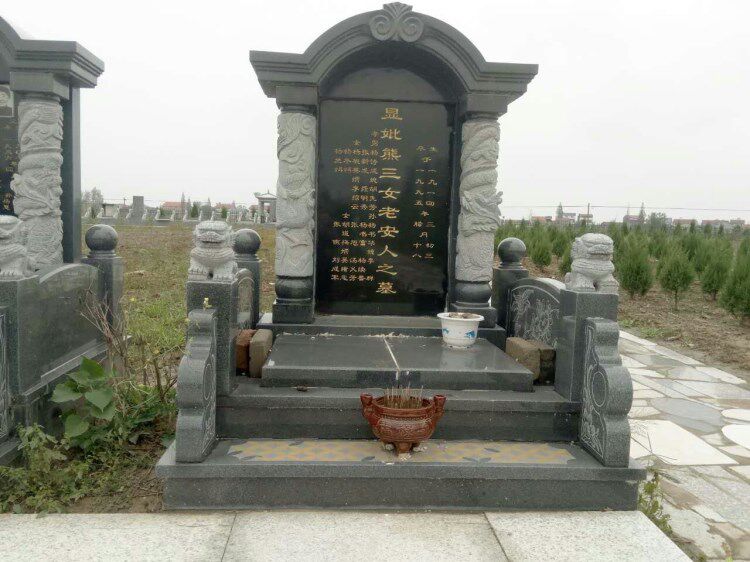 墓碑大理石花岗岩双人豪华墓碑农村土葬中式刻字石碑厂家直销