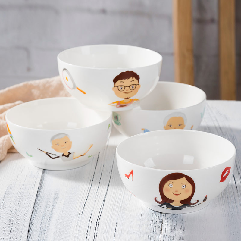 The Parent - child ceramic creative cartoon bowl dish grandpa grandma father mother family creative suite for the family