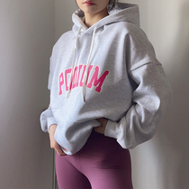 Letter Loose Sweatshirt Woman Oversize Street Plus Suede Thickened Winter High Street Lian Hat Jacket Fitness Long Sleeves