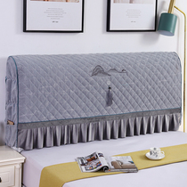 Thickened bedside cover all-inclusive European style simple bedside dust cover gray Chinese solid wood bed headgear 2021