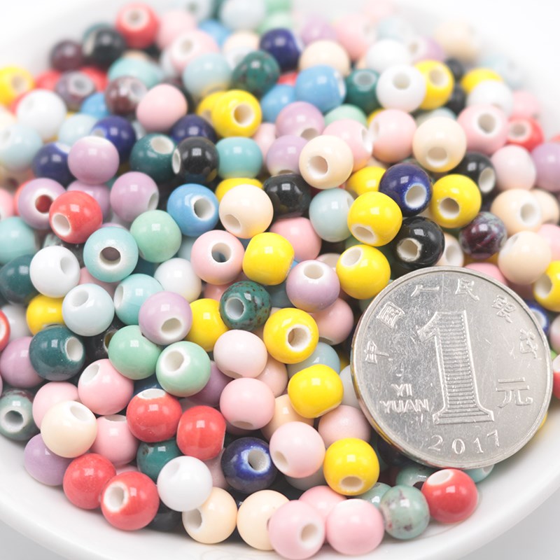 Jingdezhen ceramic beads checking beaded female beads multicolor mixed loose bead diy accessories color bead bracelet necklace