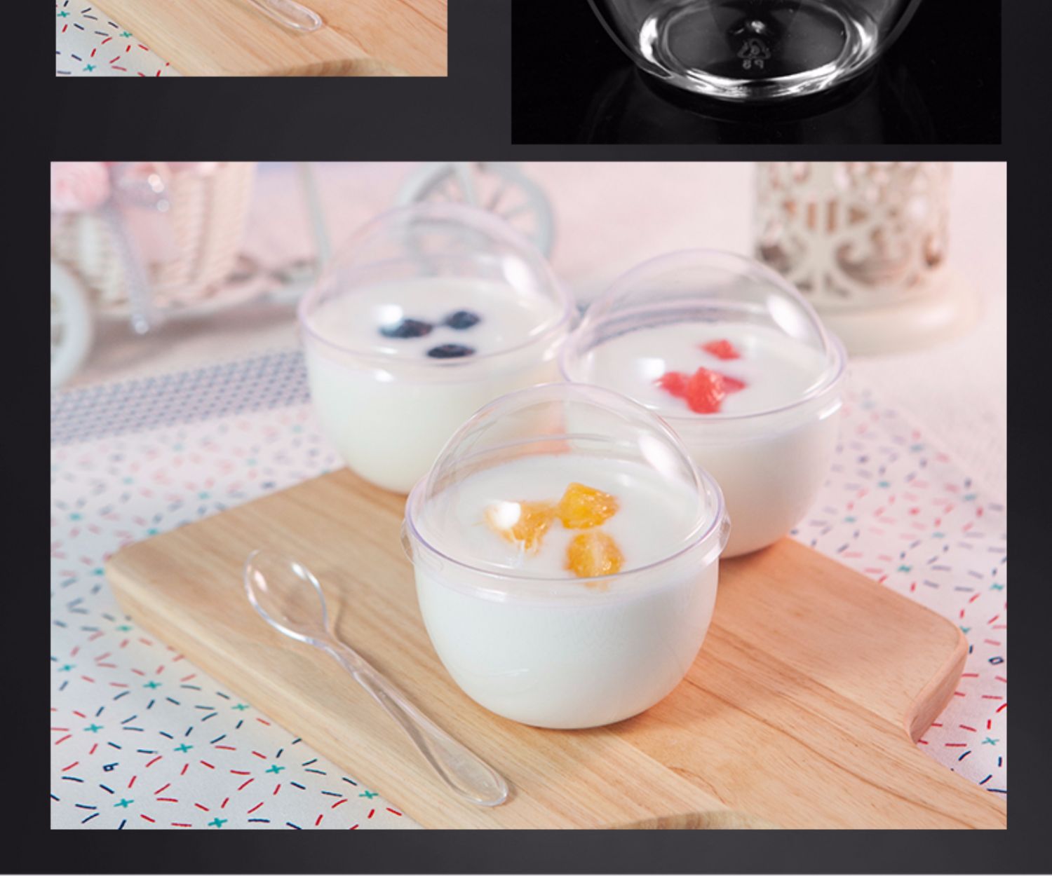 果冻冰淇淋酸奶蛋糕硬塑料圆口杯 ps一次性带盖圆形透明布丁杯