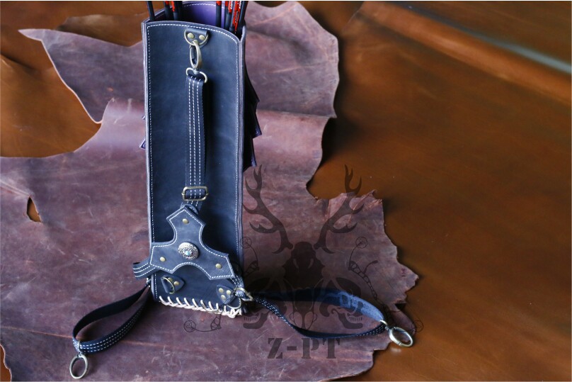 魔戒箭囊箭壶箭袋美猎传统手工真皮三点式背式射箭弓箭器材