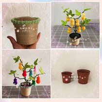 Big-eyed frog handmade hemp rope flowerpot perforated flowerpot double-sided rubber wool crochet knitting diy hand accessories