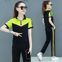 Square Dance Suit Pure Cotton Leisure Sports Suit Women 2021 new Summer Jump Dance Yang Liping Fitness Two sets