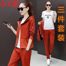Casual Sportswear Suit Women 2021 Spring Dress New Korean Version Fashion Jacket Cardio-hoodie Womens Three Sets
