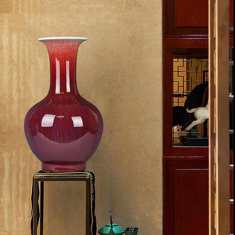 Jingdezhen ceramic new Chinese style household furnishing articles crack ruby red vase is the sitting room porch TV ark, festive decorations