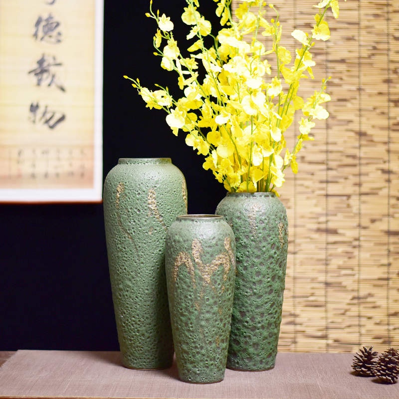 Jingdezhen coarse some ceramic pot pottery three - piece antique vase to restore ancient ways small and pure and fresh, vases, flower arranging furnishing articles in the living room