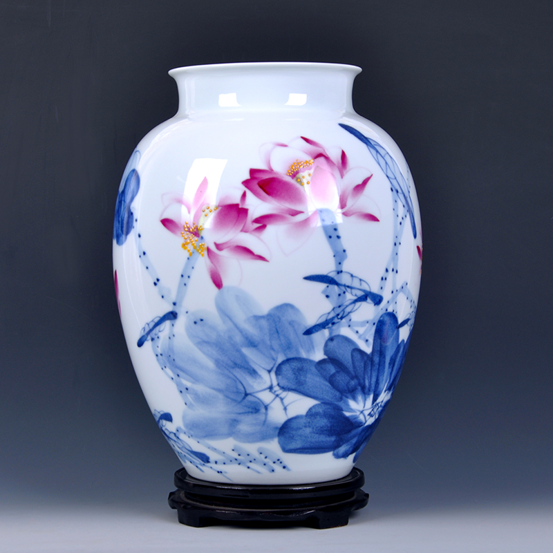 Jingdezhen ceramics bucket hand - made vases, new Chinese style household, sitting room adornment see lotus flower arrangement of TV ark, furnishing articles