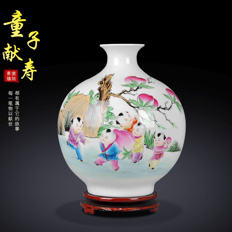 Jingdezhen ceramics new Chinese hand - made famous masterpieces vase household living room TV cabinet decorative furnishing articles flower arrangement