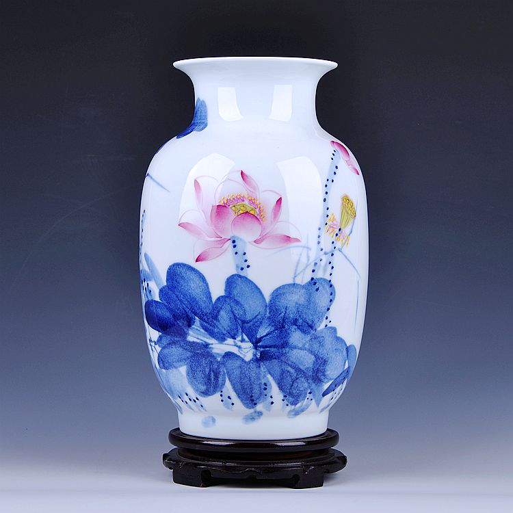Jingdezhen ceramics famous masterpieces hand - made idea gourd vase of blue and white porcelain lotus rhyme collection certificate