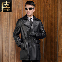 Pizhuang leather leather clothing mens sheep leather long middle-aged windbreaker sheepskin coat Haining ultra-thin coat 2021