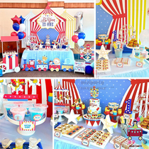 Circus Amusement park Animal theme Childrens birthday party Dessert table layout supplies Custom name flag poster