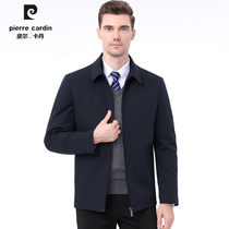 Pierre Cardin 2022 Winters new mens middle aged dad turned in short down jacket with white duck suede jacket