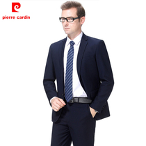 Pierre Cardins new two-grain buckle middle and rear split mens non-perm wool suit suit business suit casual mens clothing