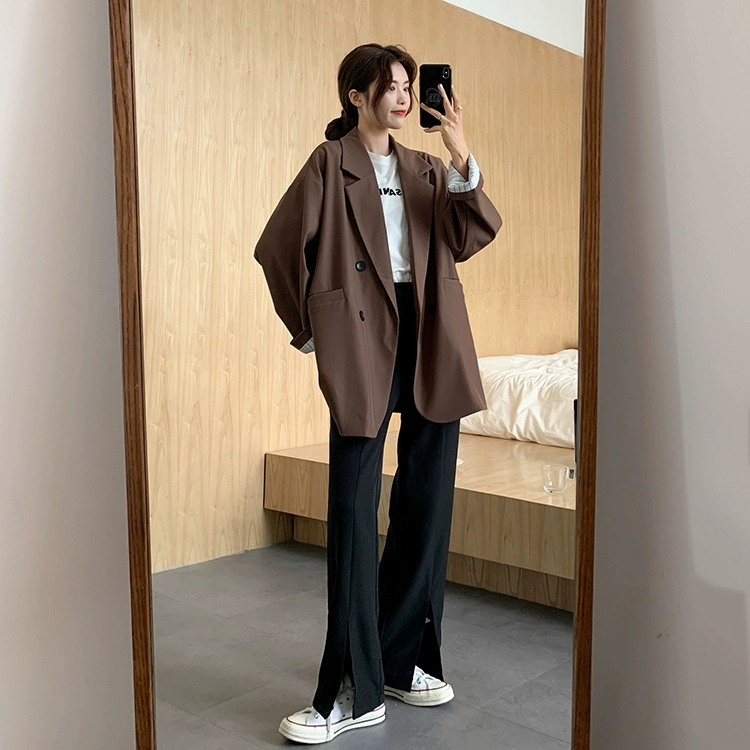 200 pound của chị béo quần áo phụ nữ mùa xuân in Hàn Quốc áo khoác thường phục cộng với chất béo kích thước lớn hơn sinh viên nhỏ triều đại bộ đồ - Business Suit