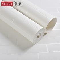 Clothing store white brick brick wallpaper Mediterranean living room bedroom background non-woven 3d three-dimensional white brick wallpaper