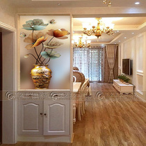 Modern Chinese art glass living room partition screen entry porch double-sided frosted craft background wall Tulip