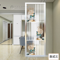Art glass partition frosted carved living room screen large office screen partition door flower lattice custom double-sided