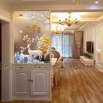 Art glass shoe cabinet screen home decoration living room partition carved tempered process custom mobile porch background Elk