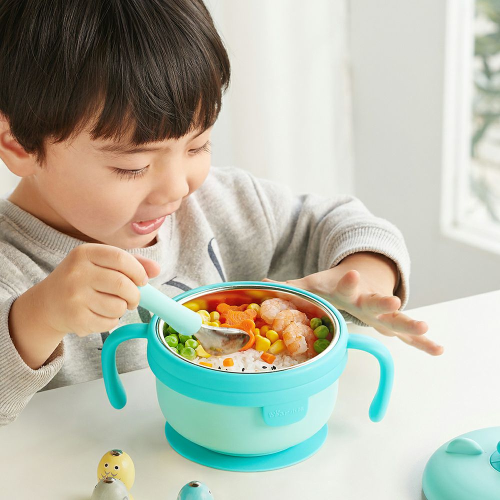 小熊宝宝辅食碗吸盘碗婴儿吃饭防摔防烫儿童餐具注水保温碗勺套装
