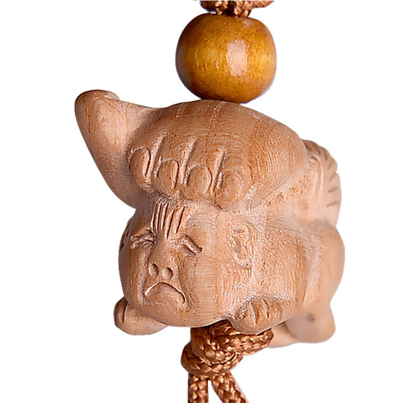 开光肥城桃木踩小人钥匙扣手机链木雕随身挂件保平安