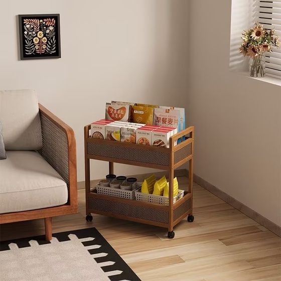 Medium-old trolley snack storage rack for living room floor-standing movable wheeled debris storage cabinet simple storage rack
Medium-old trolley snack storage rack for living room floor-standing movable wheeled debris storage cabinet simple storage rack